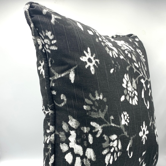 Set of Two (2) Handmade 16" Black Floral Cotton Pillow in  Upholstery Fabric - Picture 12 of 14